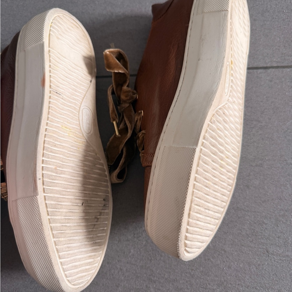 AGL made in Italy Brown Leather velvet Ribbon-Lace Sneakers platform sneakers - Picture 8 of 8